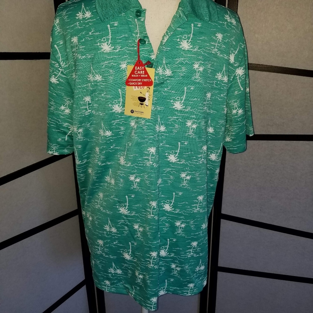 Mens Size M Haggar Patio PoloBlue Turquoise NWT